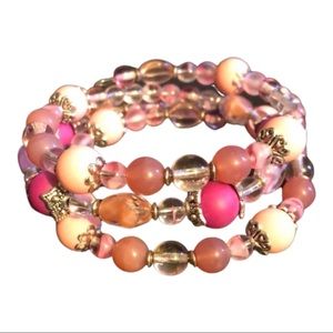 Handcrafted Czech glass pink bead soup bracelet